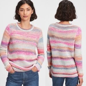 GAP Womens Pink Multi Spacedye Striped Forever Cozy Tunic Long Sleeve Sweater